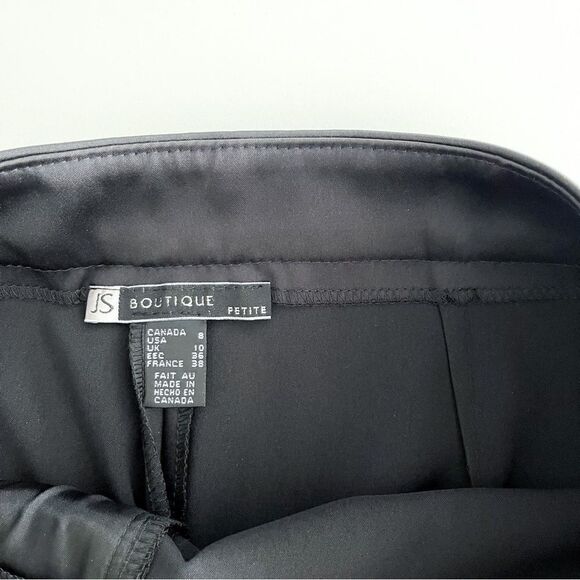 JS Boutique Trousers Black Satin Wide Leg Formal Party Women's 8 Petite - Picture 4 of 10